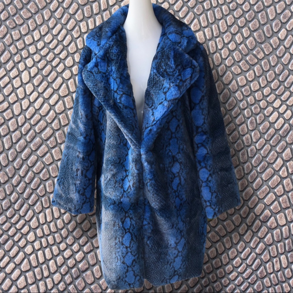 Snake / Python / Animal Print Fx Fur Fashion Coat - Picture 7 of 9